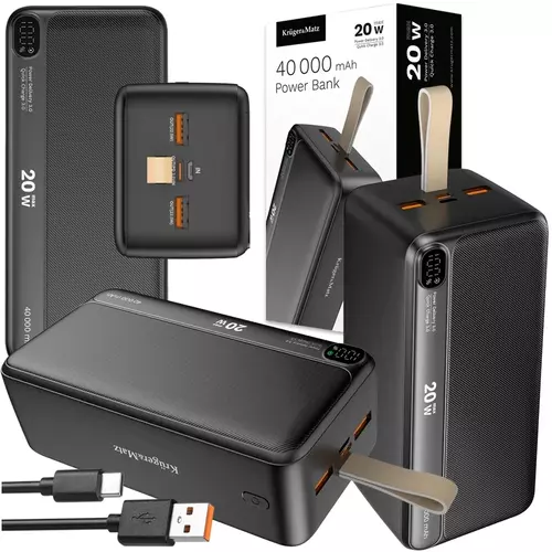 Niezawodny gigant energii w podróży: powerbank Kruger&Matz KM0908 40000mAh – potęga szybkiego ładowania dla twoich urządzeń