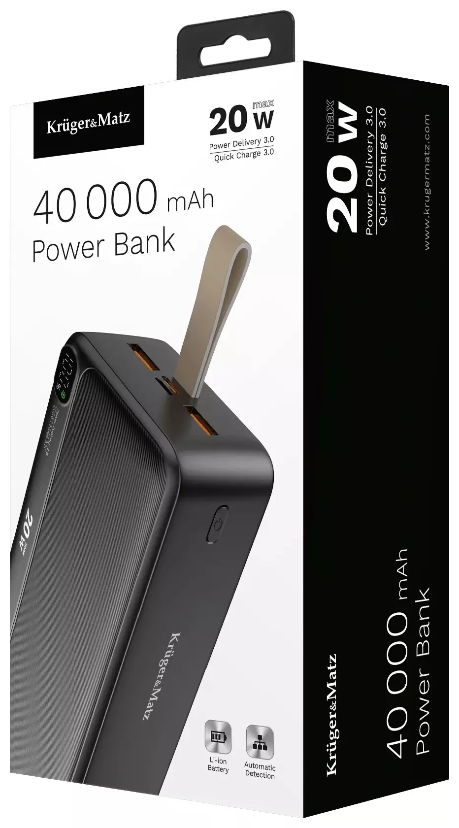 Niezawodny gigant energii w podróży: powerbank Kruger&Matz KM0908 40000mAh – potęga szybkiego ładowania dla twoich urządzeń