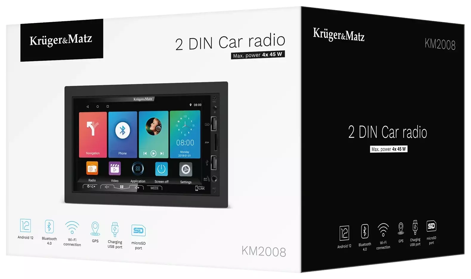 Nowoczesność w każdym calu - Radio samochodowe Kruger&Matz KM2008 z Androidem 12 i ekranem dotykowym
