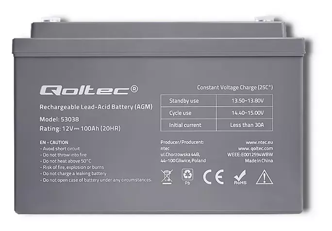 Akumulator AGM Qoltec 12V 100Ah - niezawodność i moc dla wymagających urządzeń