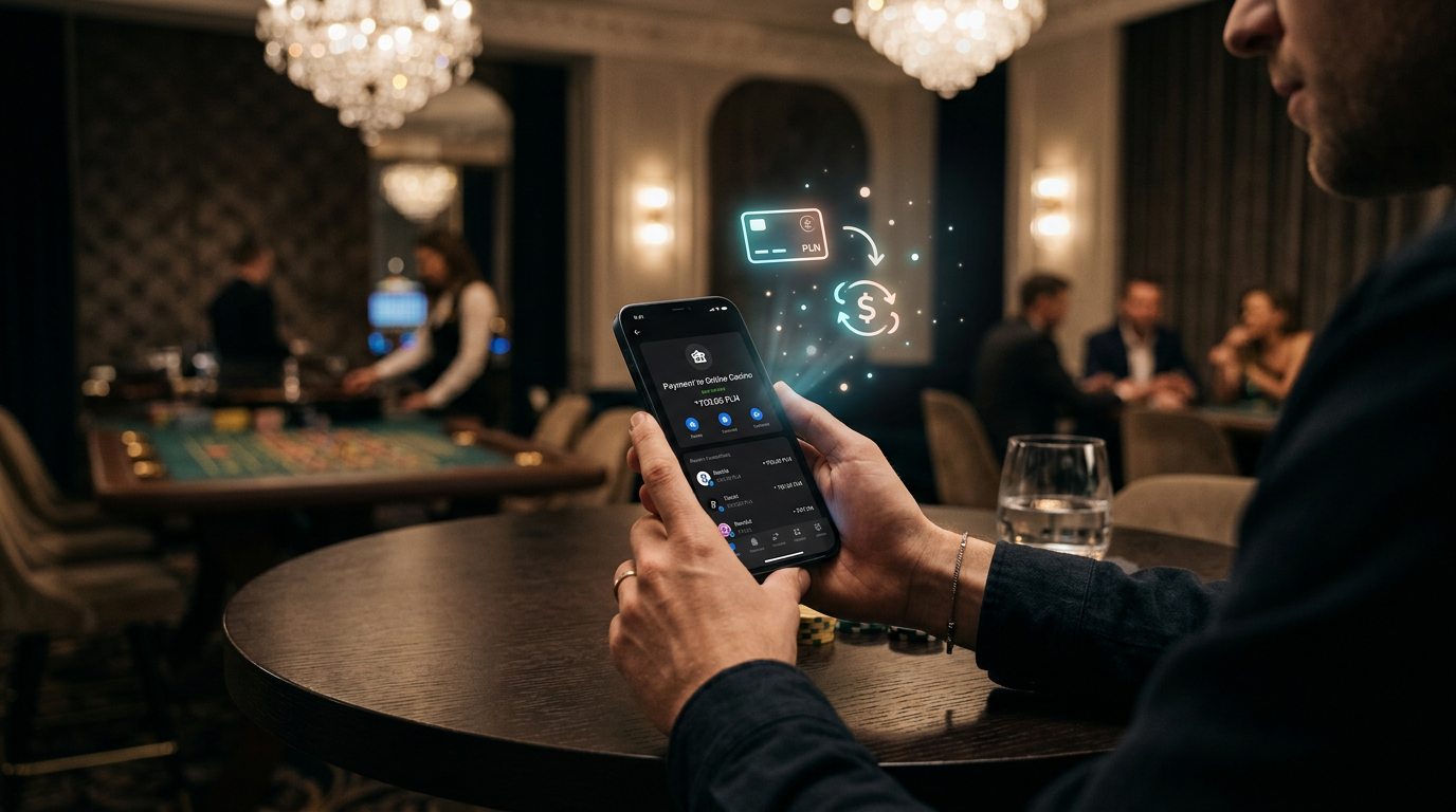 Interfejs kasyna online z aplikacją Revolut na smartfonie