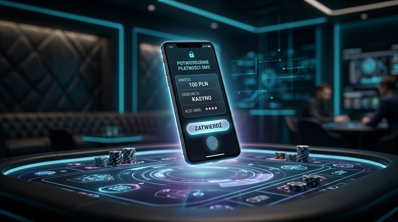 Smartfon wyświetlający bezpieczną płatność SMS w kasynie online 2026